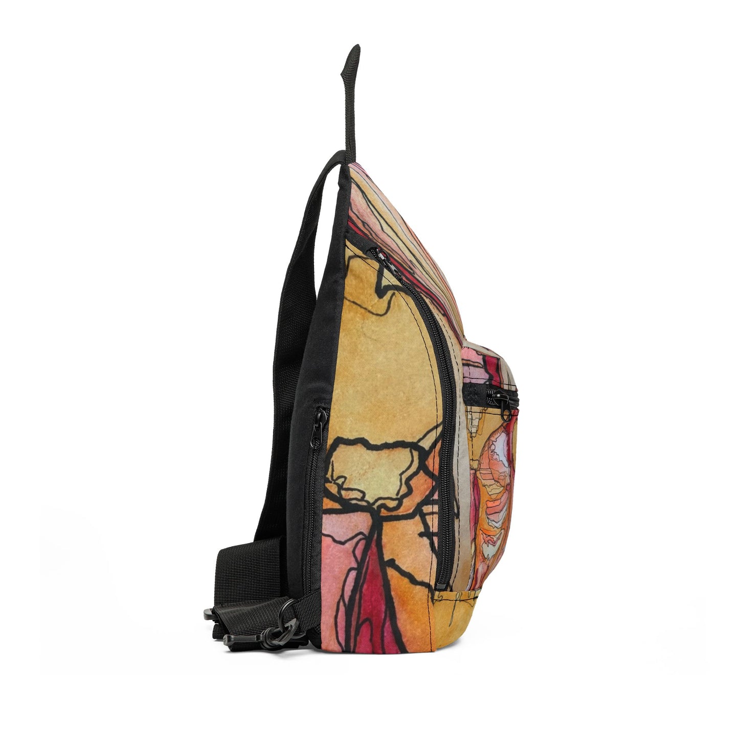Fire Red Earth Arch Pattern Sling Bag — Nature Trail/Urban Street Art Crossbody Pack