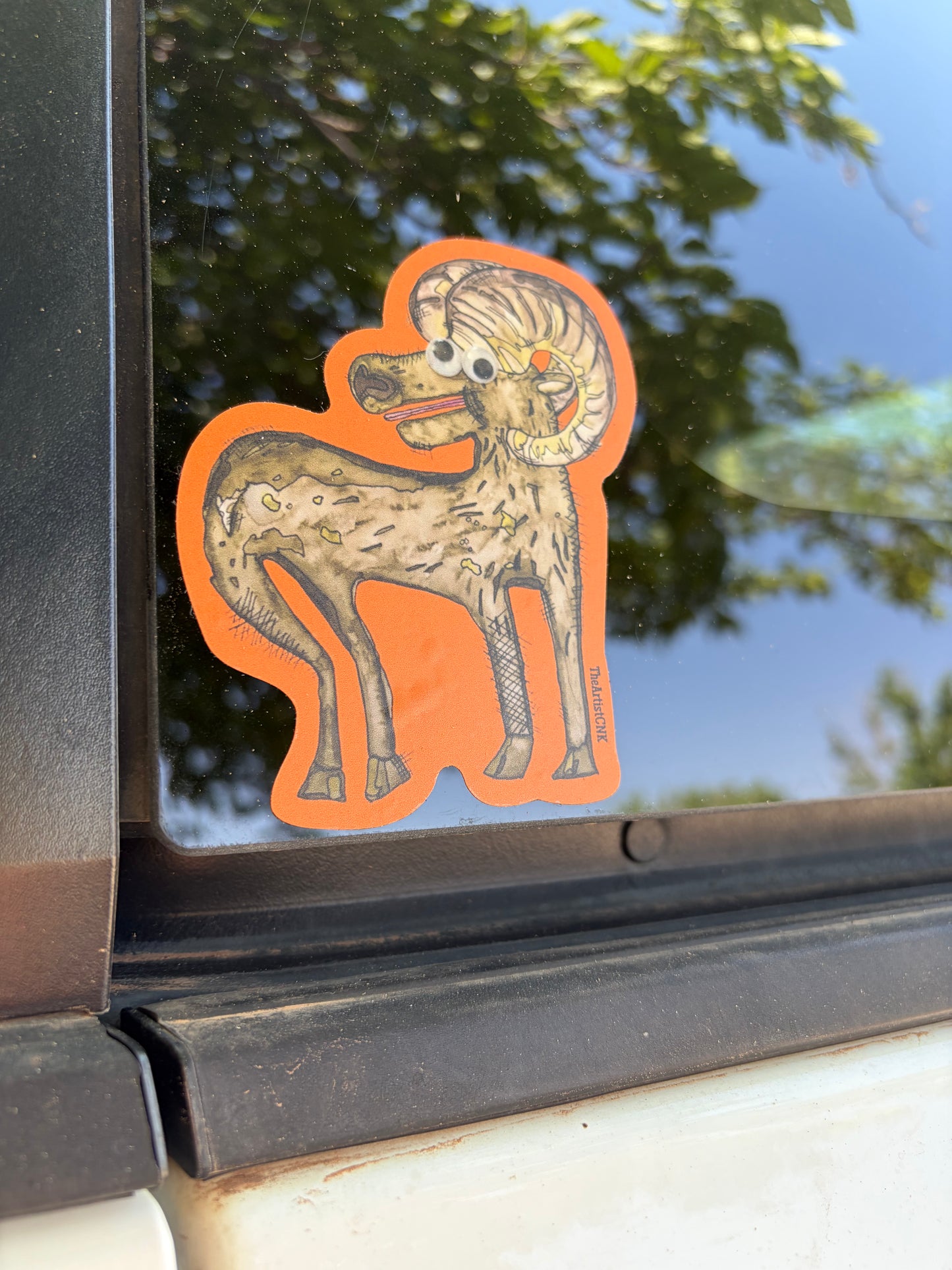 4x4 Google Eyed BIG HORN SHEEP Sticker