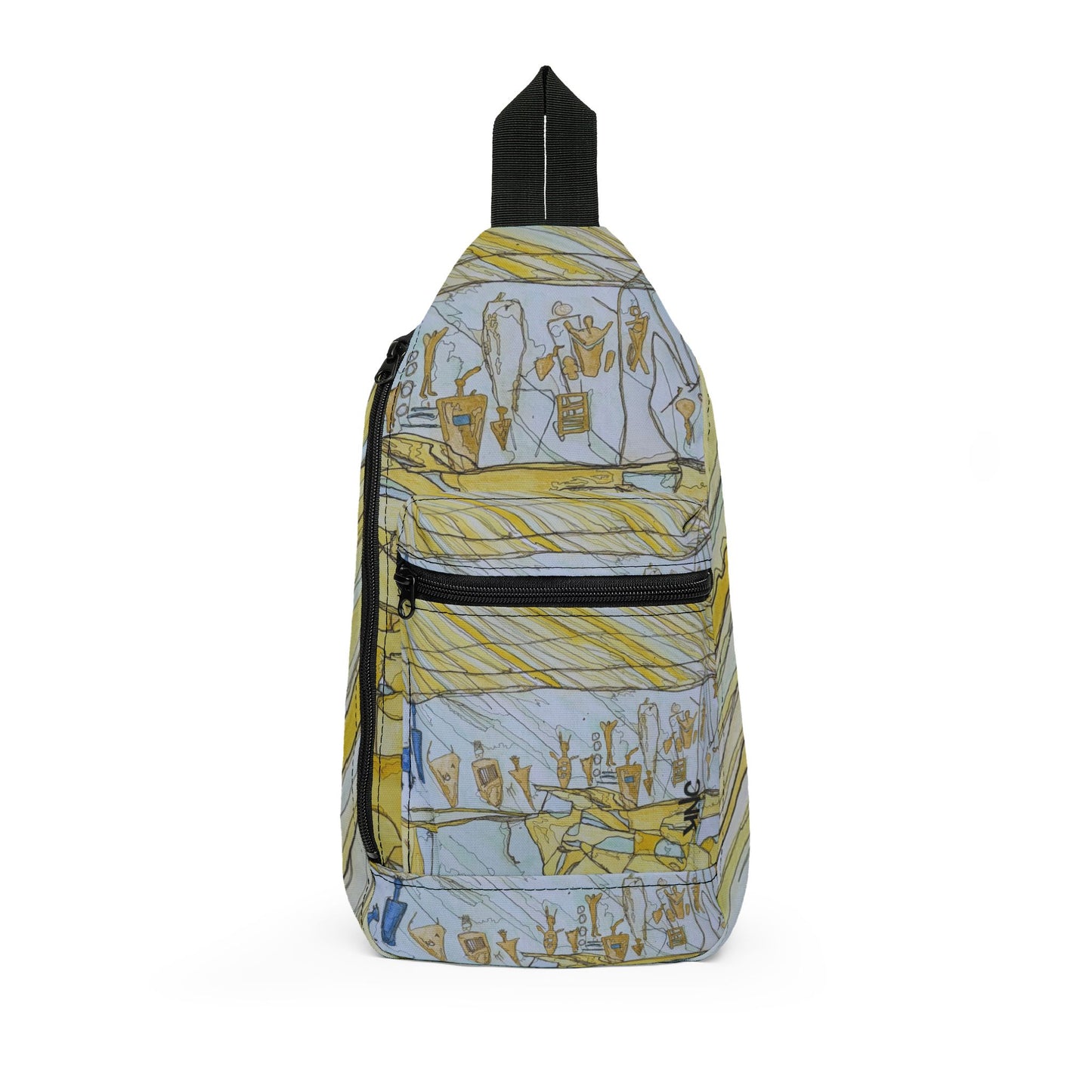 Petroglyph Pattern Sling Bag — Nature Trail/Urban Street Art Crossbody Pack