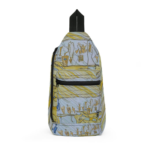Petroglyph Pattern Sling Bag — Nature Trail/Urban Street Art Crossbody Pack