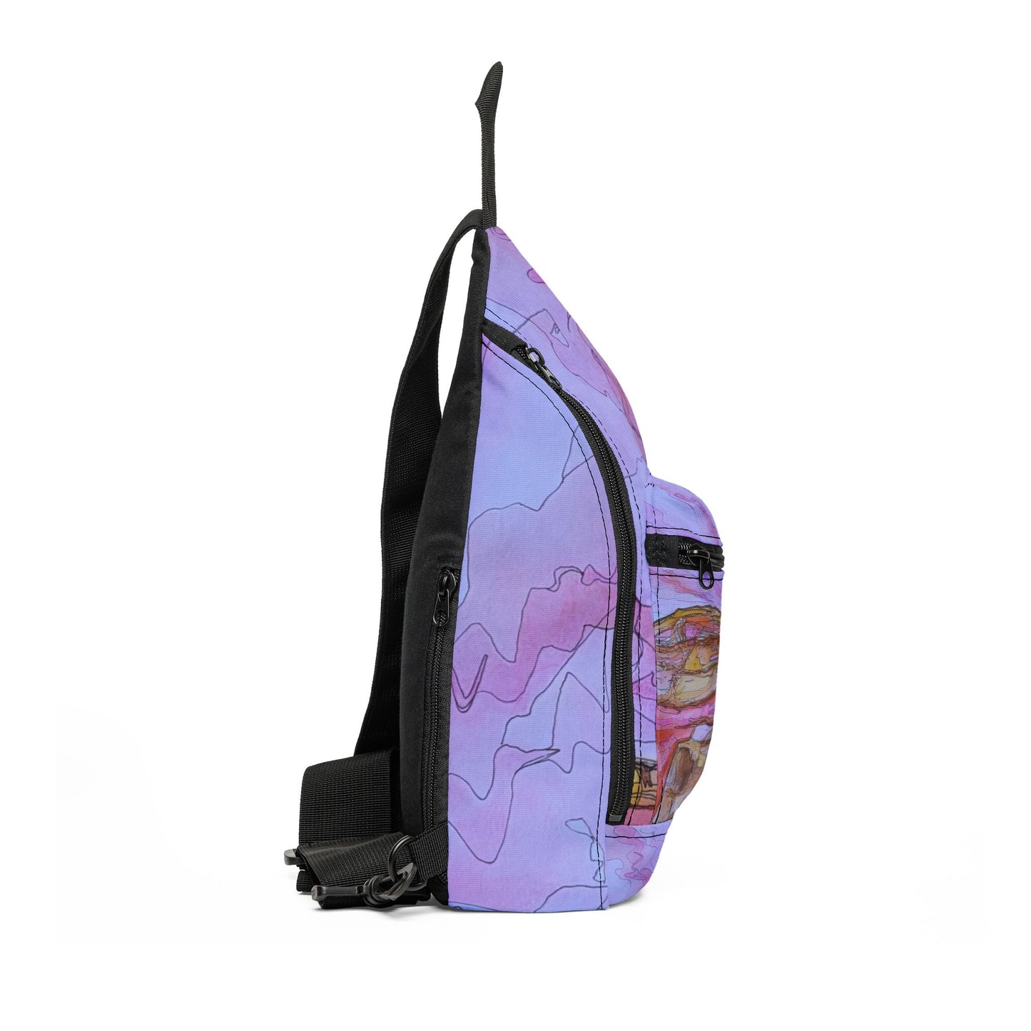 Rose Sky Arch Pattern Sling Bag — Nature Trail/Urban Street Art Crossbody Pack