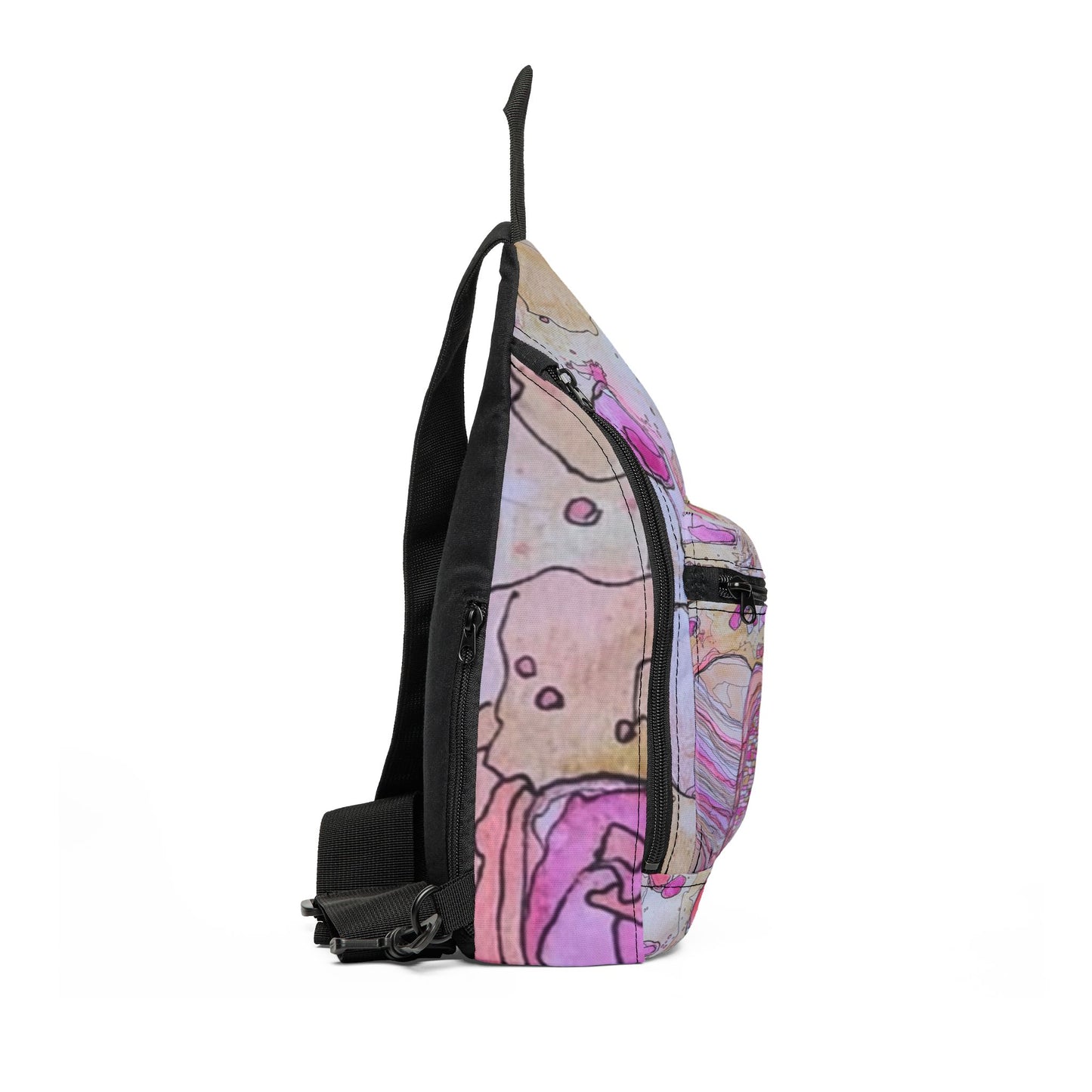 Pink Anasazi Dwelling Pattern Sling Bag — Nature Trail/Urban Street Art Crossbody Pack