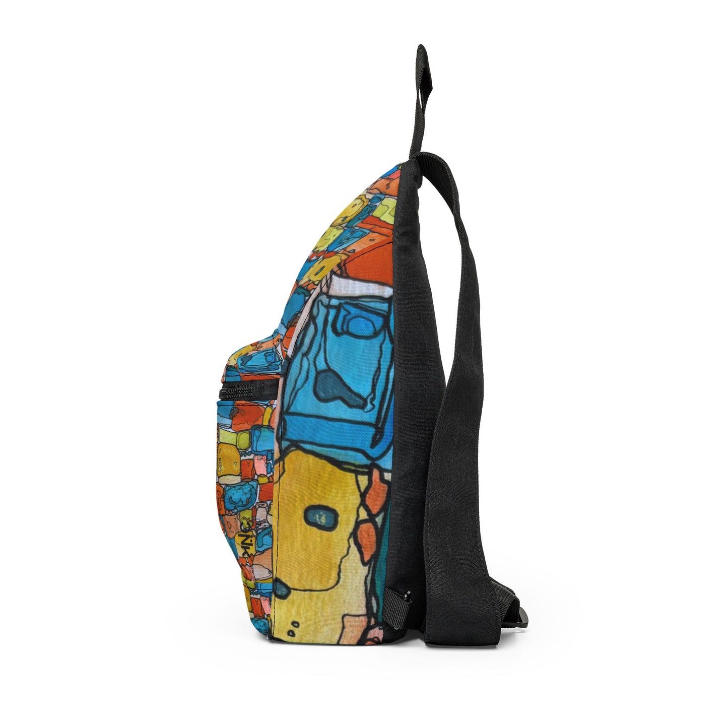 Indigenous Brick Pattern Sling Bag — Nature Trail/Urban Street Art Crossbody Pack