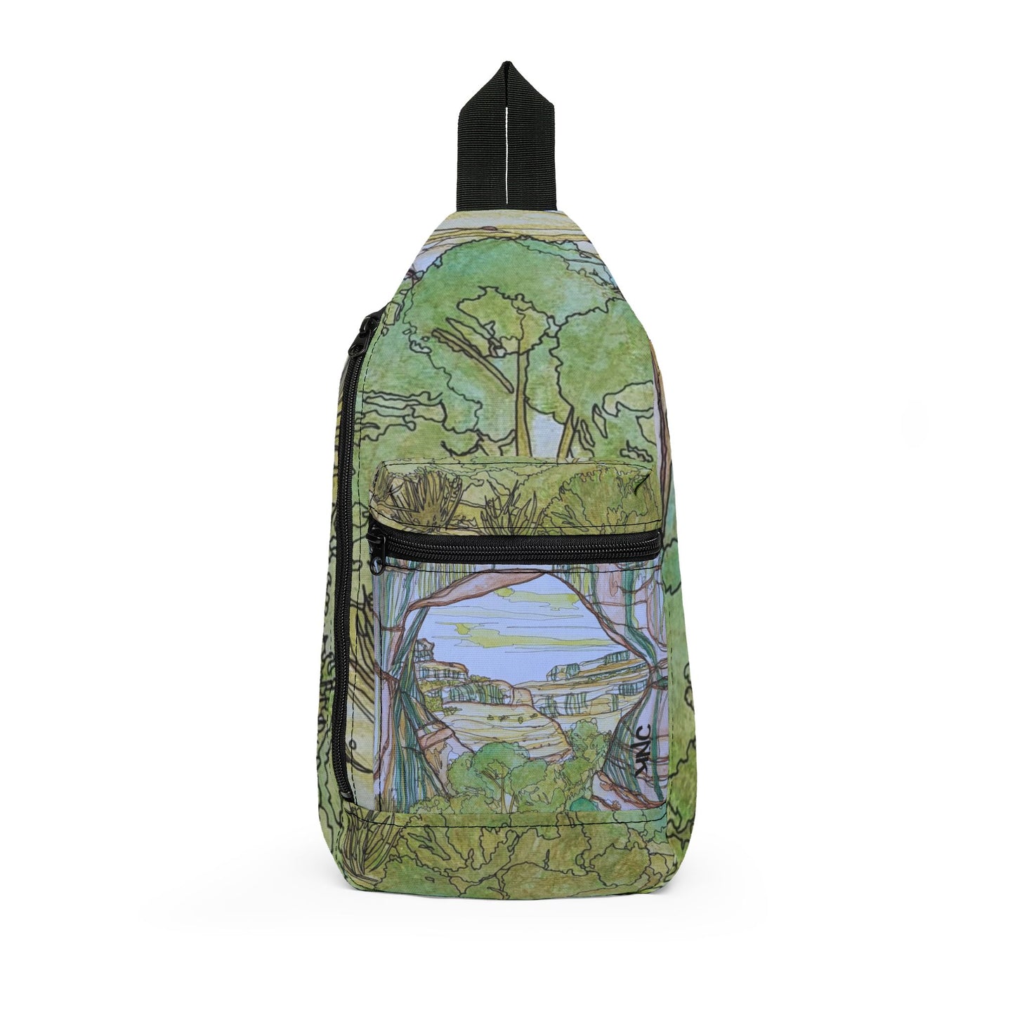 Bush Bridge Pattern Sling Bag — Nature Trail/Urban Street Art Crossbody Pack