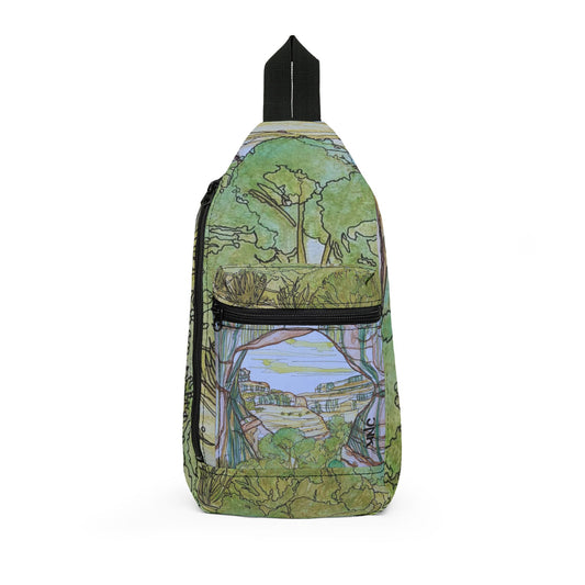 Bush Bridge Pattern Sling Bag — Nature Trail/Urban Street Art Crossbody Pack