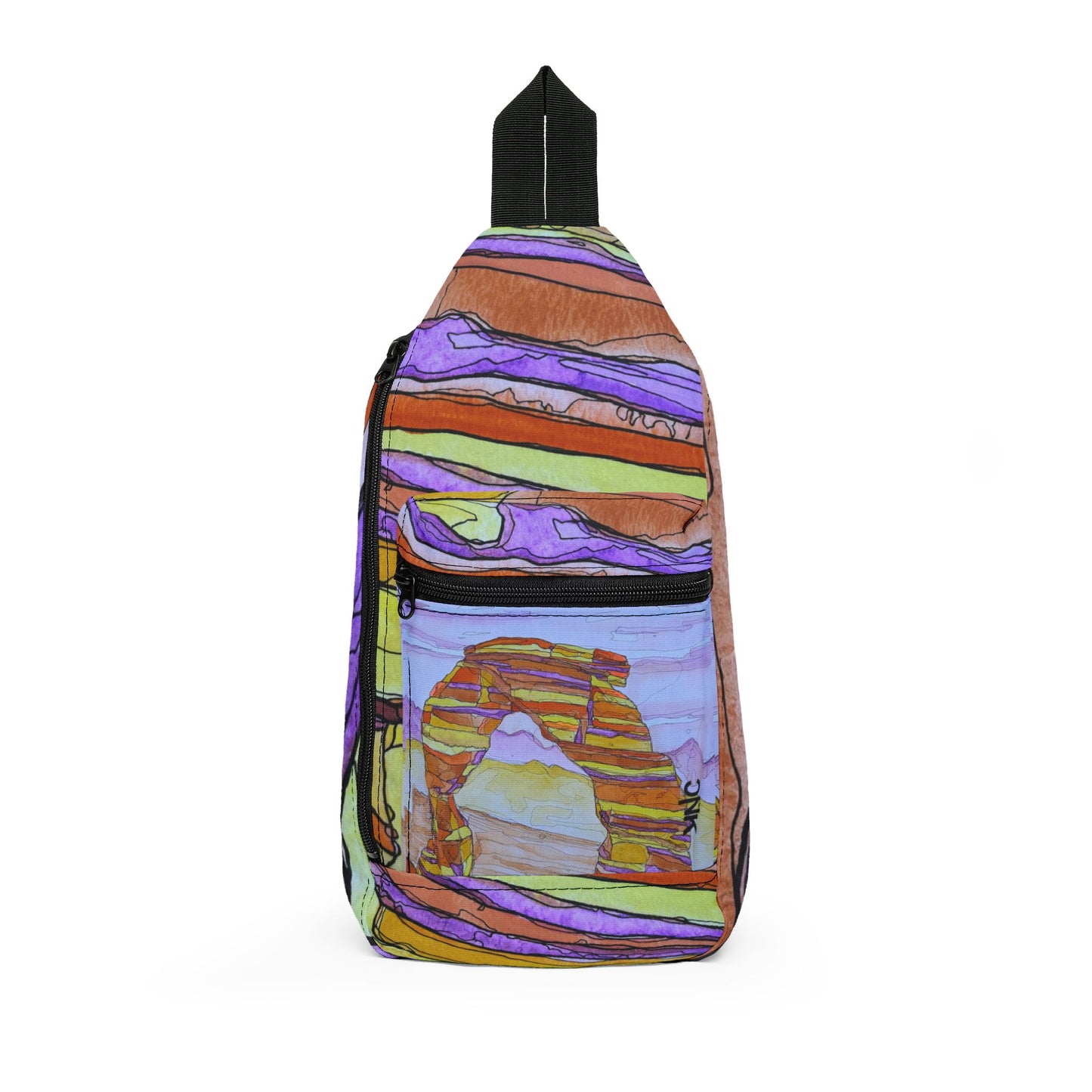 Regal Arch Pattern Sling Bag — Nature Trail/Urban Street Art Crossbody Pack