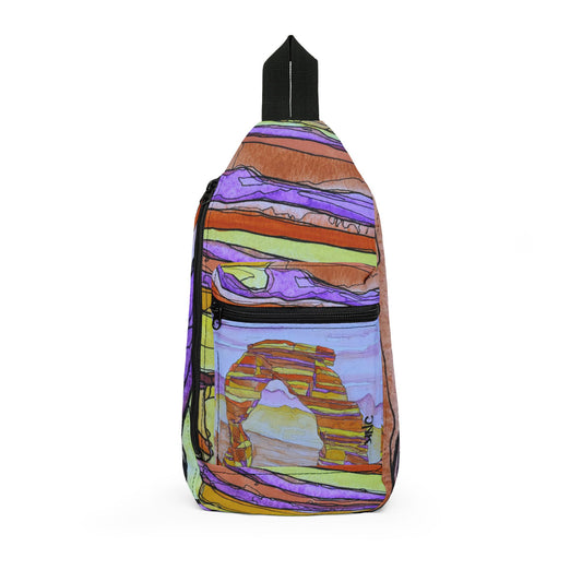 Regal Arch Pattern Sling Bag — Nature Trail/Urban Street Art Crossbody Pack