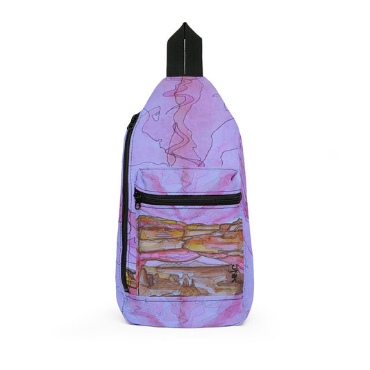 Rose Sky Arch Pattern Sling Bag — Nature Trail/Urban Street Art Crossbody Pack