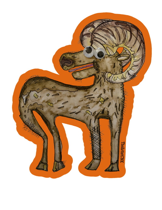 4x4 Google Eyed BIG HORN SHEEP Sticker